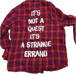 CAKEWORTHY PIXAR Onward Mens M Medium Long Sleeve Red Plaid Button Shirt Disney